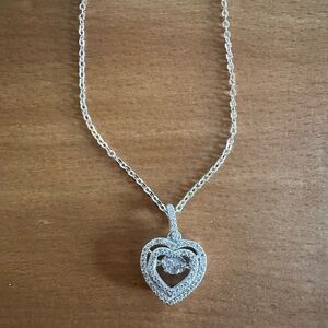Brand New Sterling Silver 925 cubic zirconia heart necklace